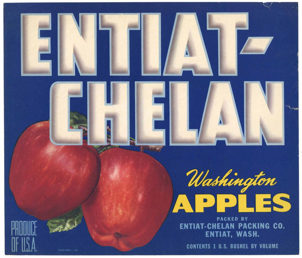 Entiat-Chelan Brand Vintage Washington Apple Crate Label