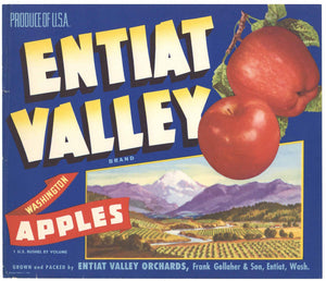 Entiat Valley Brand Vintage Washington Apple Crate Label