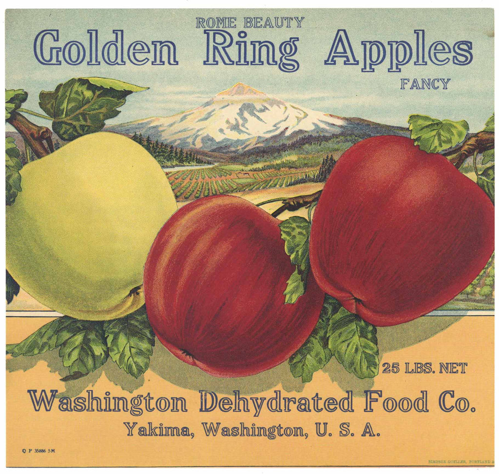 Golden Ring Apples Brand Vintage Yakima Apple Crate Label