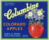 Columbine Brand Vintage Cedaredge Paonia Colorado Apple Crate Label