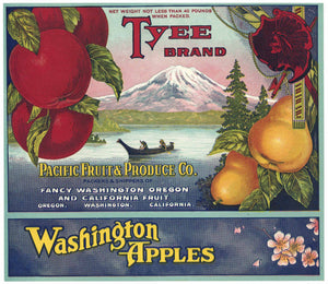 Tyee Brand Vintage Oregon Washington California Apple Crate Label