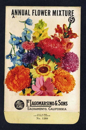 Annual Flower Mixture Vintage Lagomarsino Seed Packet
