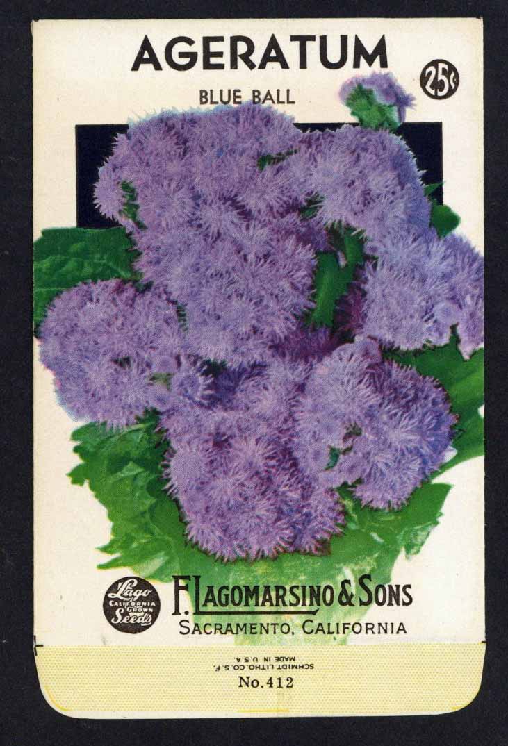 Ageratum Vintage Lagomarsino Seed Packet