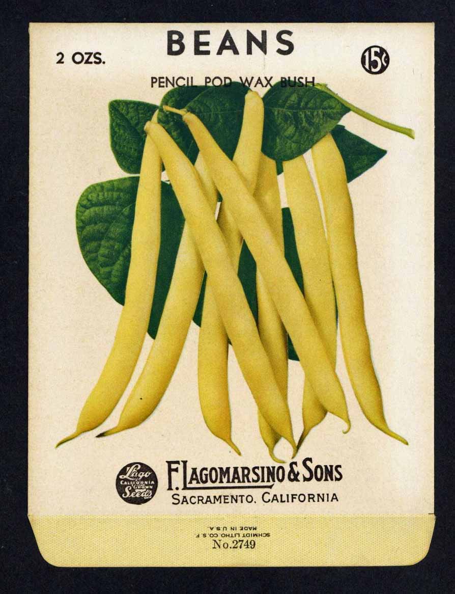 Beans Vintage Lagomarsino Seed Packet, Pencil Pod