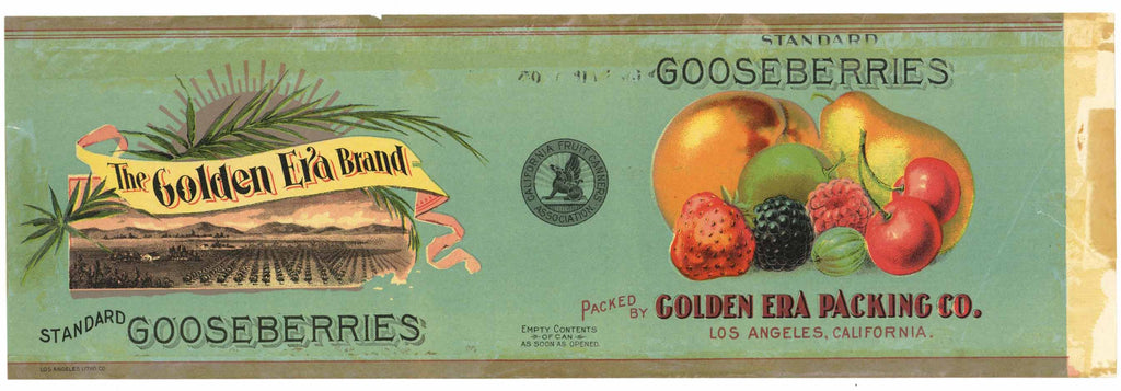 The Golden Era Brand Vintage Gooseberries Can Label