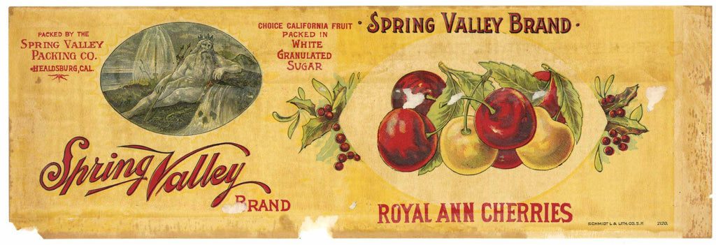 Spring Valley Brand Vintage Healdsburg Cherry Can Label