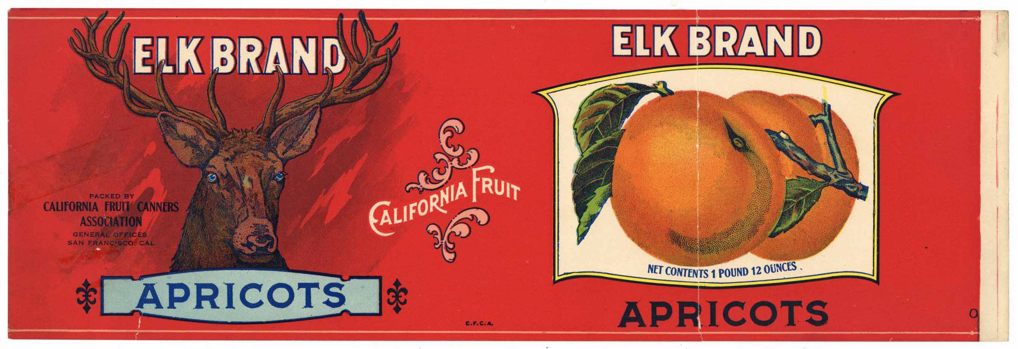 Elk Brand Vintage California Apricot Can Label