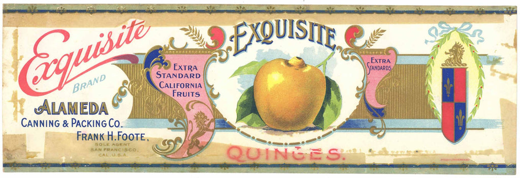 Exquisite Brand Vintage Quinces Can Label
