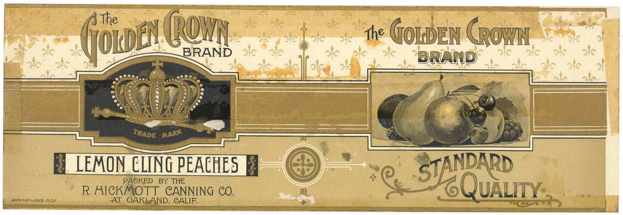 The Golden Crown Brand Vintage Peach Can Label