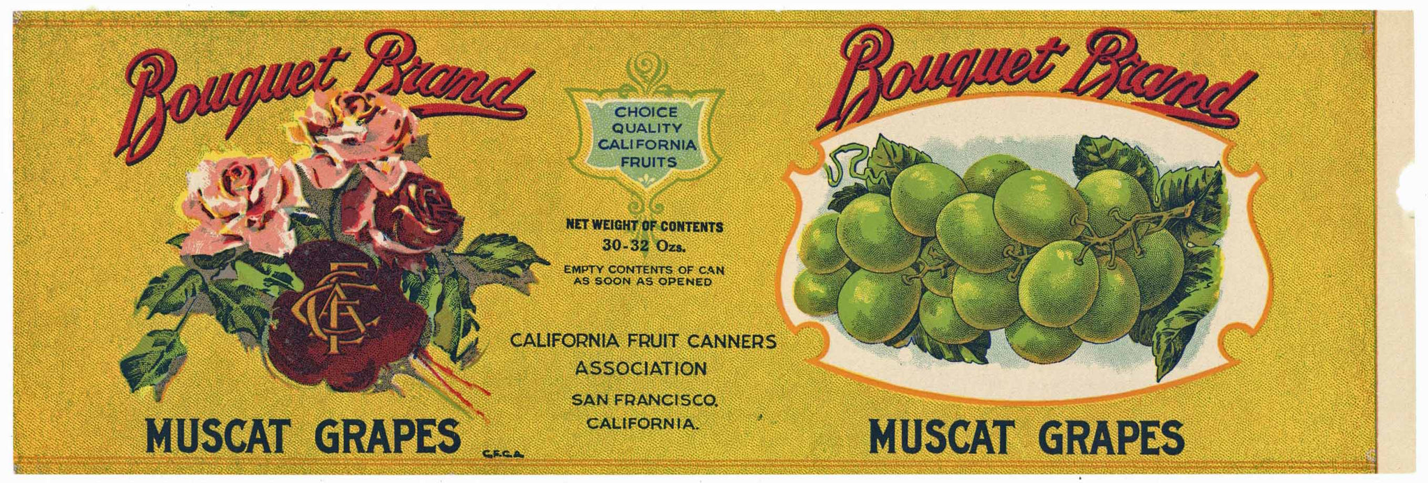 Bouquet Brand Vintage Muscat Grapes Can Label