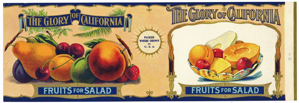 The Glory of California Brand Vintage Can Label
