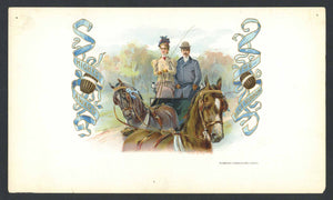 Stock Inner Cigar Box Label, couple in buggy