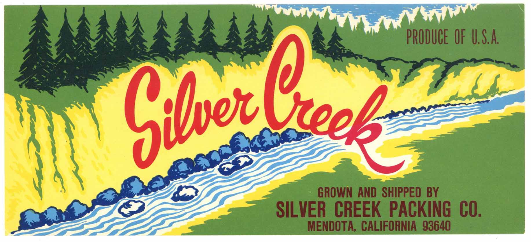 Silver Creek Brand Vintage Mendota Produce Crate Label