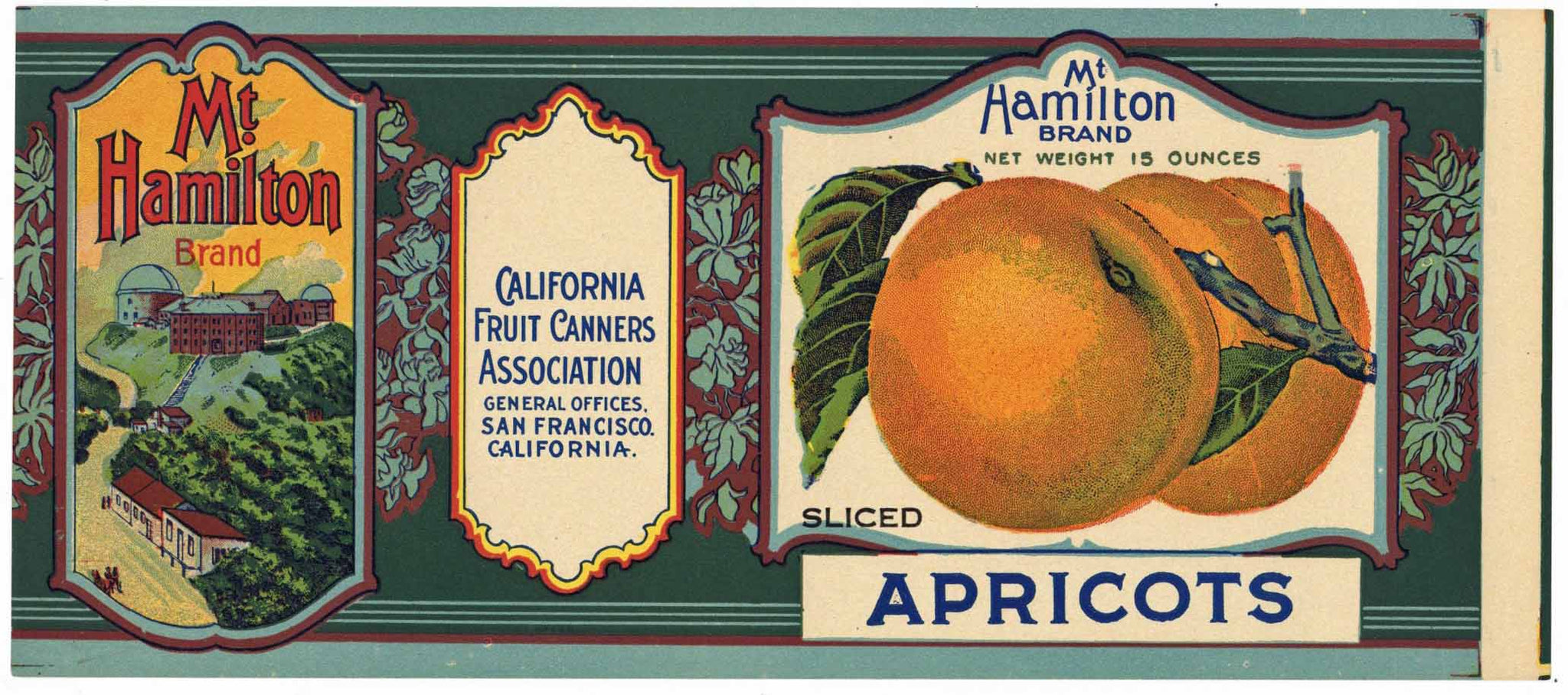 Mt. Hamilton Brand Vintage Apricot Can Label