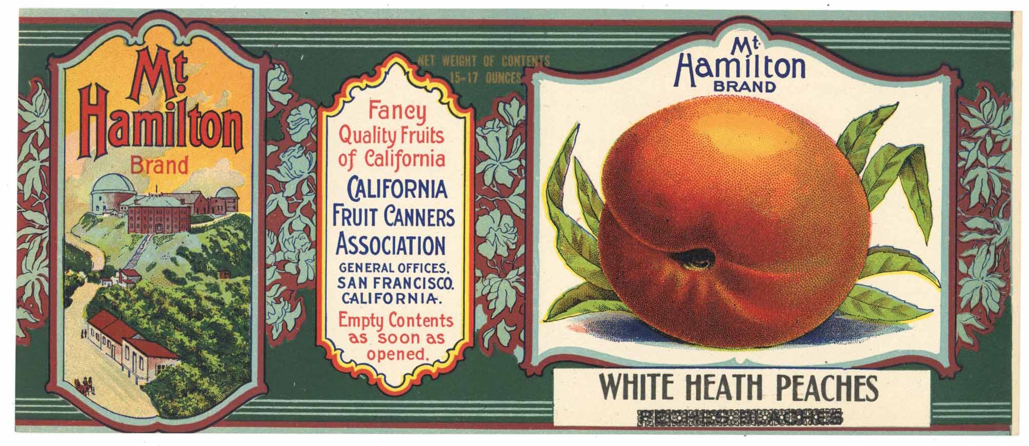 Mt. Hamilton Brand Vintage Peach Can Label – thelabelman