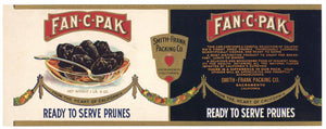 Fan-C-Pak Brand Vintage Sacramento California Prune Can Label