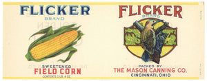 Flicker Brand Vintage Field Corn Can Label