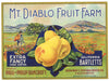 Mt. Diablo Fruit Farm Brand Vintage Pear Crate Label