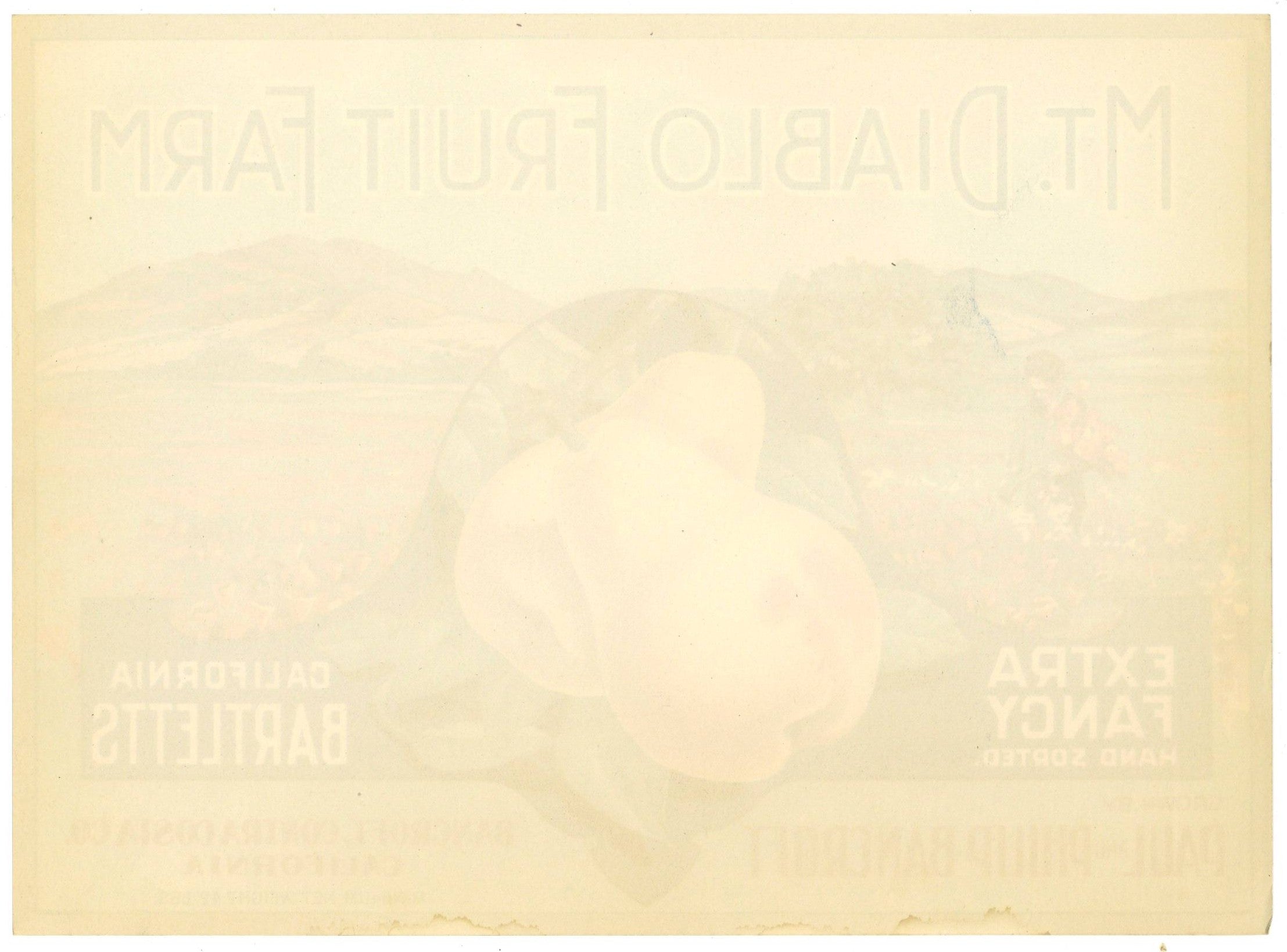 Mt. Diablo Fruit Farm Brand Vintage Pear Crate Label – thelabelman