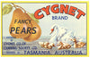 Cygnet Brand Vintage Tasmania Australian Pear Crate Label