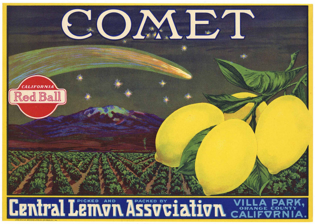 Comet Brand Vintage Villa Park California Lemon Crate Label