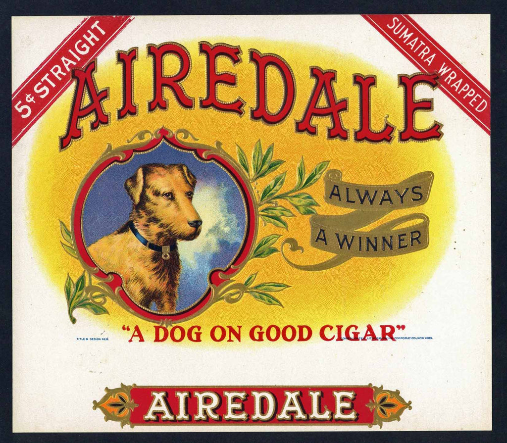 Airedale Brand Inner Cigar Box Label