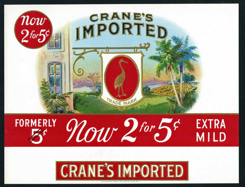 Crane's Imported Brand Inner Cigar Box Label