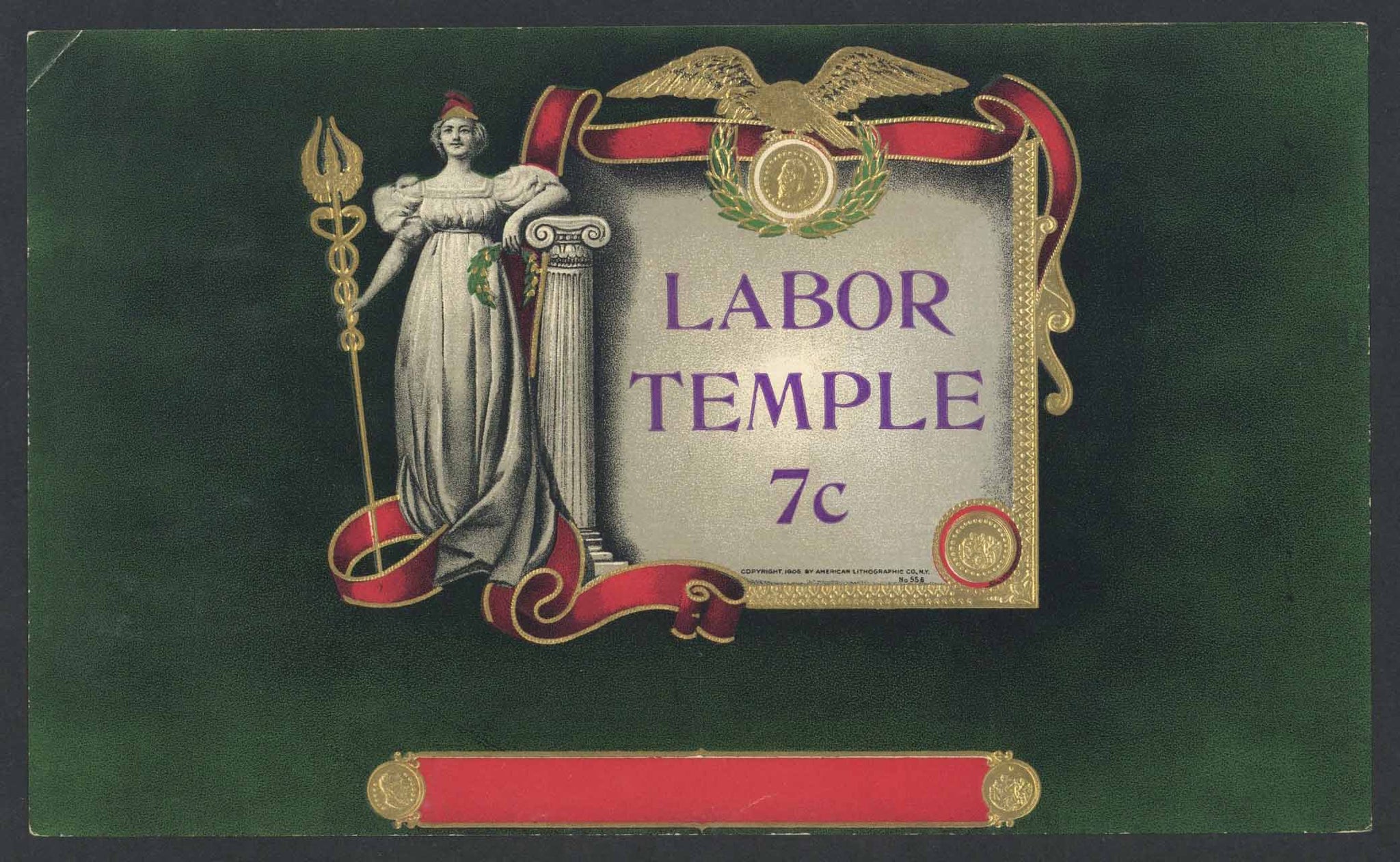 Labor Temple 7c Brand Inner Cigar Box Label