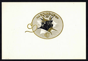 The Round Up Brand Inner Cigar Box Label, top sheet, bull