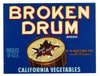 Broken Drum Brand Vintage Salinas Vegetable Crate Label, Nutting Co