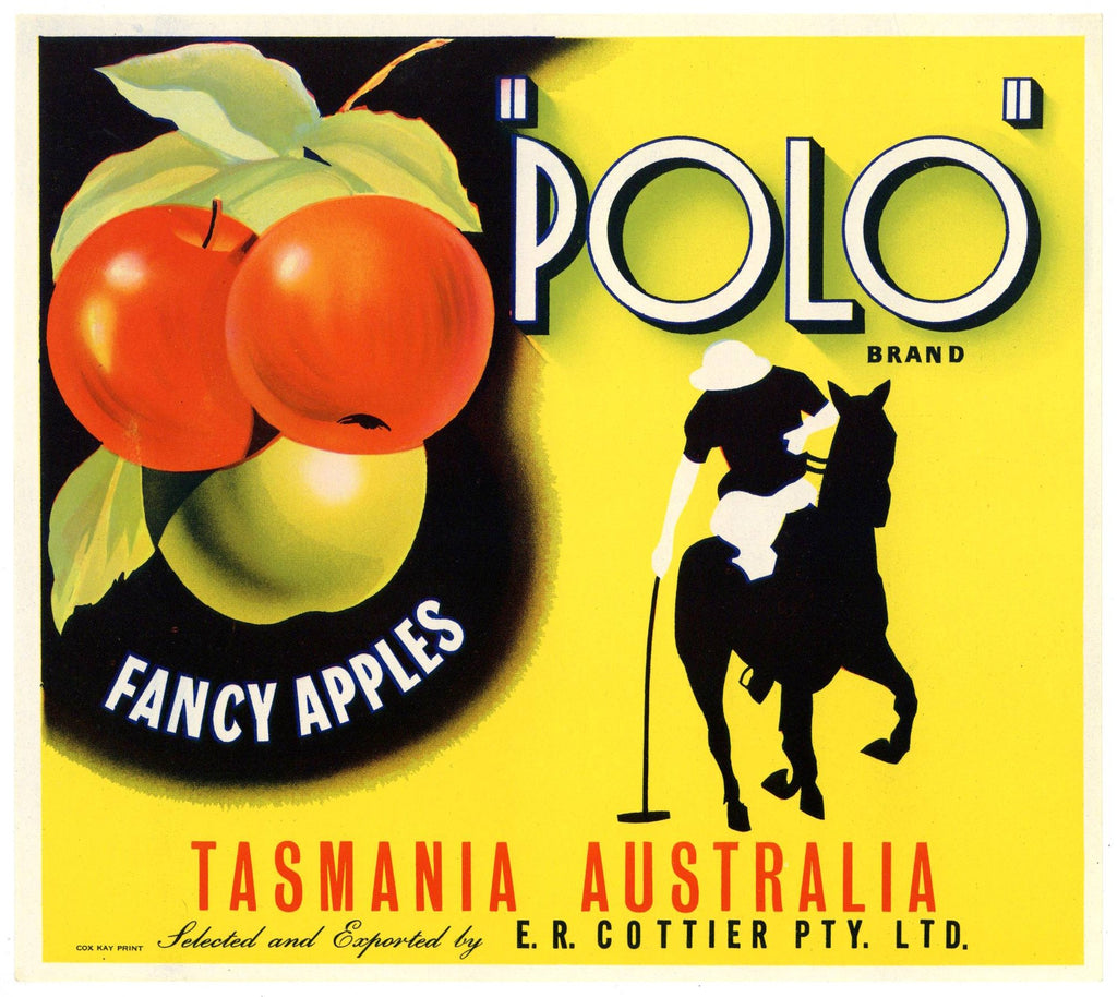 Polo Brand Vintage Tasmania Australia Apple Crate Label