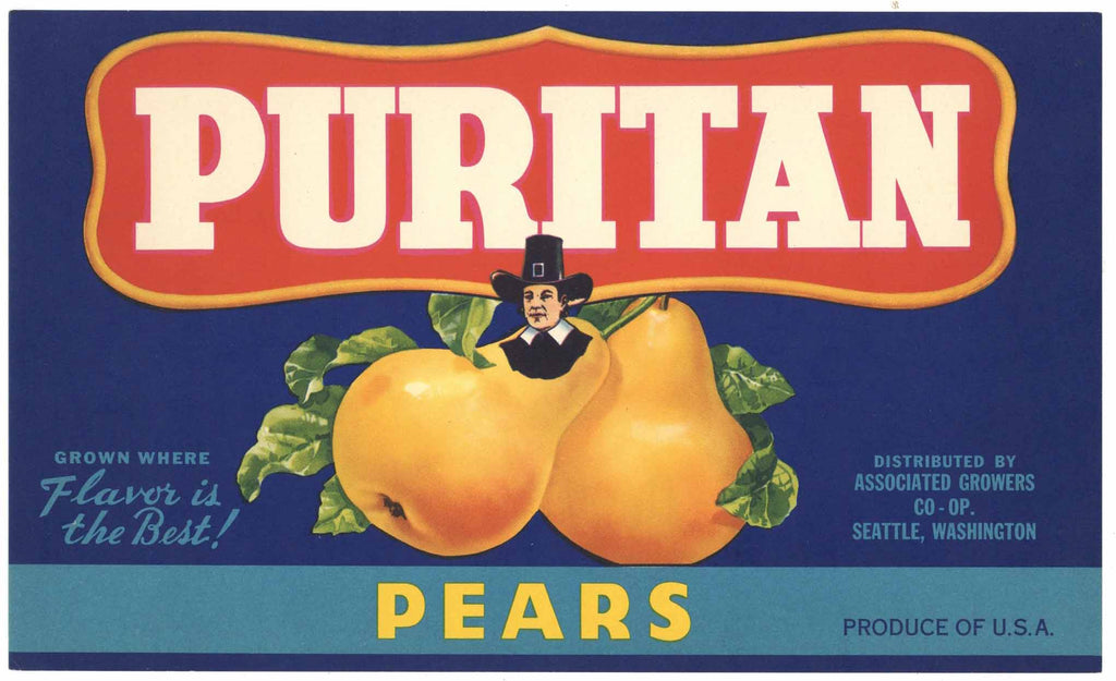 Puritan Brand Vintage Seattle Washington Pear Crate Label