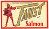 Faust Brand Vintage Salmon Can Label, case end, 1/4 pound cans