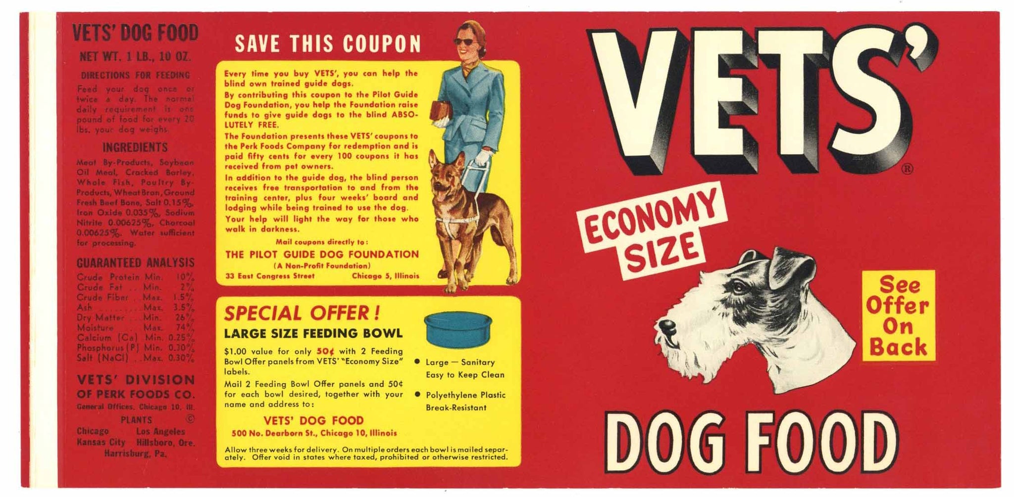 Vets' Vintage Illinois Dog Food Can Label
