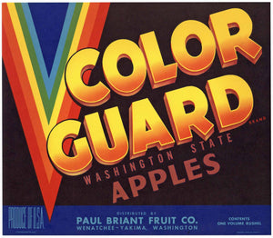 Color Guard Brand Vintage Wenatchee Yakima Washington Apple Crate Label