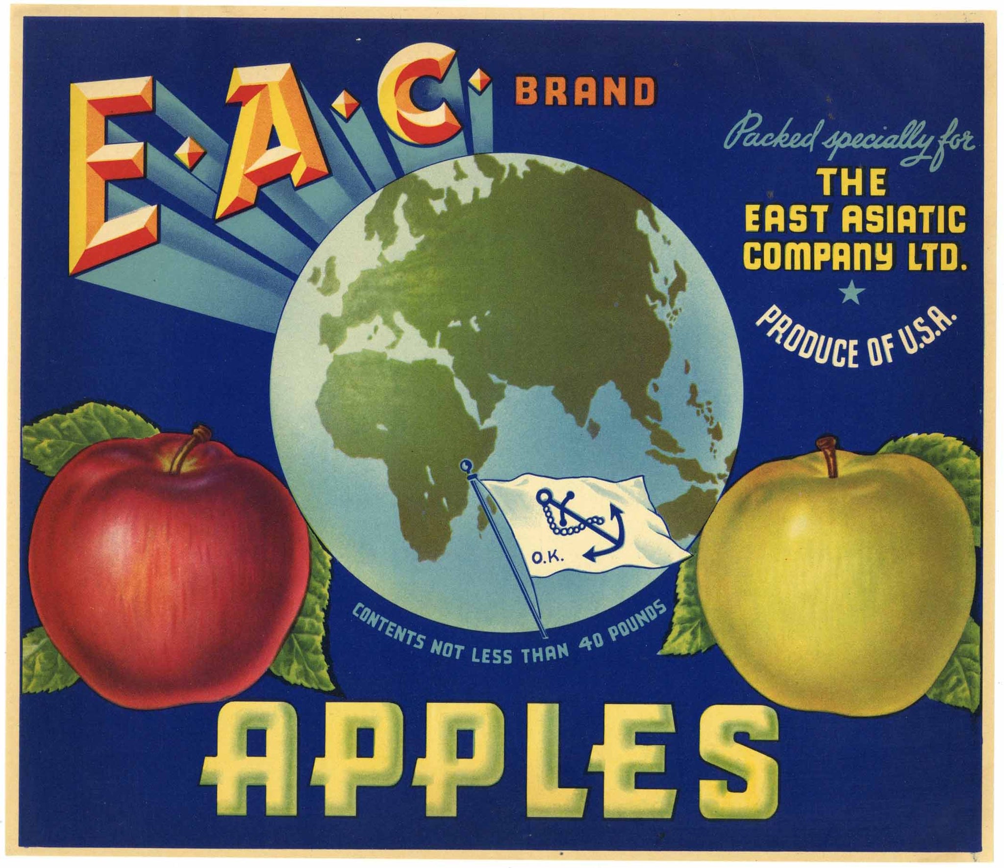 E. A. C. Brand Vintage Apple Crate Label