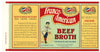 Frano-American Brand Vintage Camden New Jersey Beef Broth Can Label