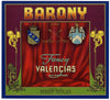Barony Brand Vintage Anaheim Orange Crate Label