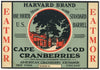 Harvard Brand Vintage Cape Cod Cranberry Crate Label, 1/4