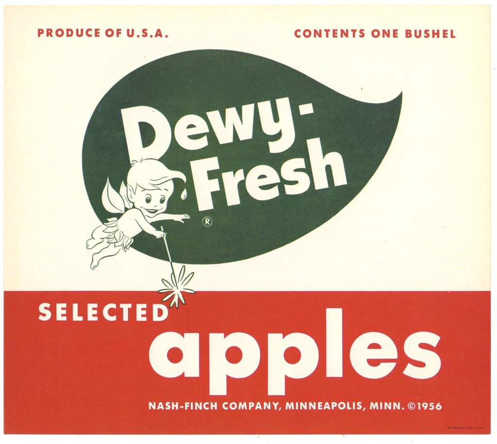 Dewy-Fresh Brand Apple Crate Label