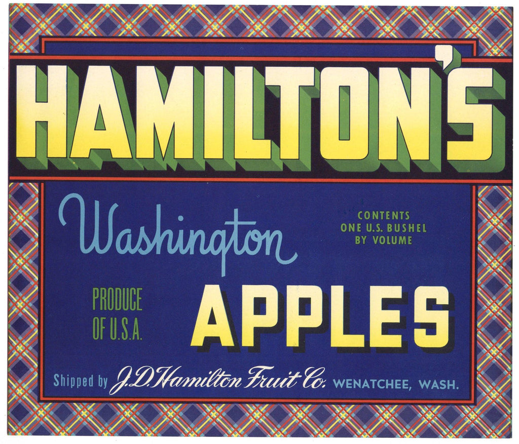Hamilton's Brand Wenatchee Washington Apple Crate Label