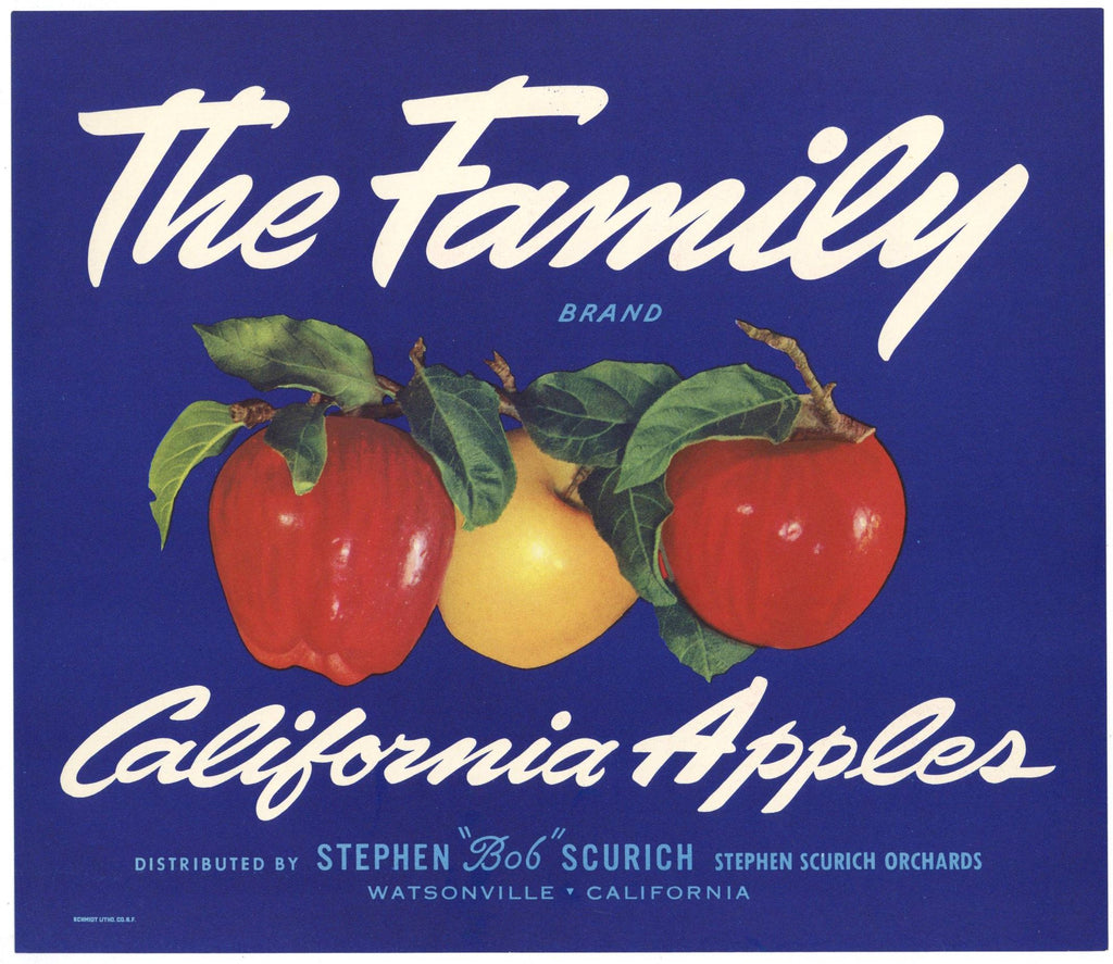The Family Brand Watsonville California Apple Crate Label