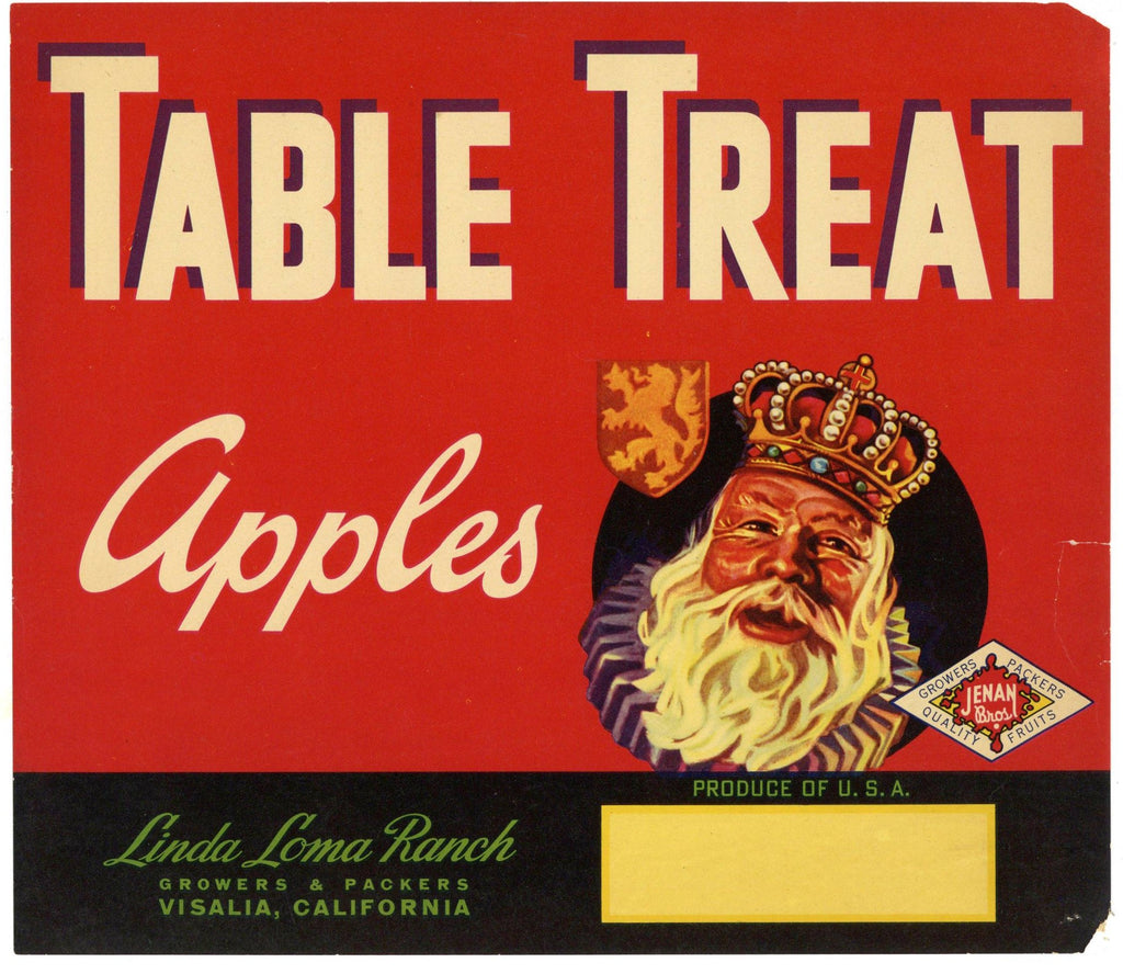 Table Treat Brand Visalia California Apple Crate Label