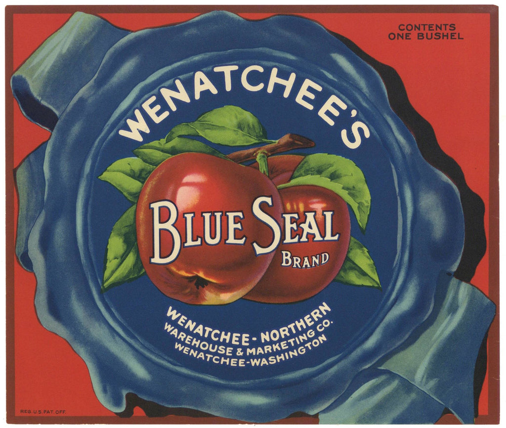 Blue Seal Brand Vintage Wenatchee Washington Apple Crate Label, Wenatchee's