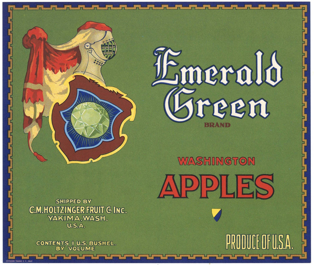 Emerald Green Brand Vintage Yakima Washington Apple Crate Label
