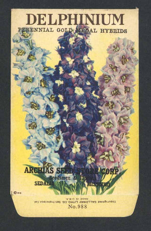 Delphinium Antique Archias Seed Packet