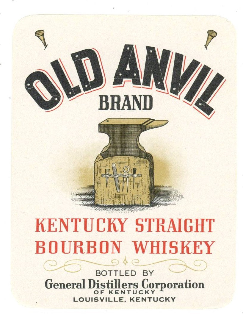Old Anvil Brand Vintage Louisville Kentucky Whiskey Label