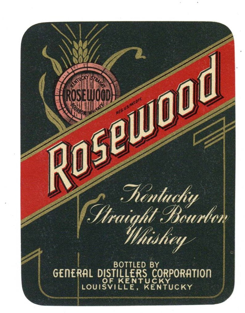 Rosewood Brand Vintage Louisville Kentucky Whiskey Label