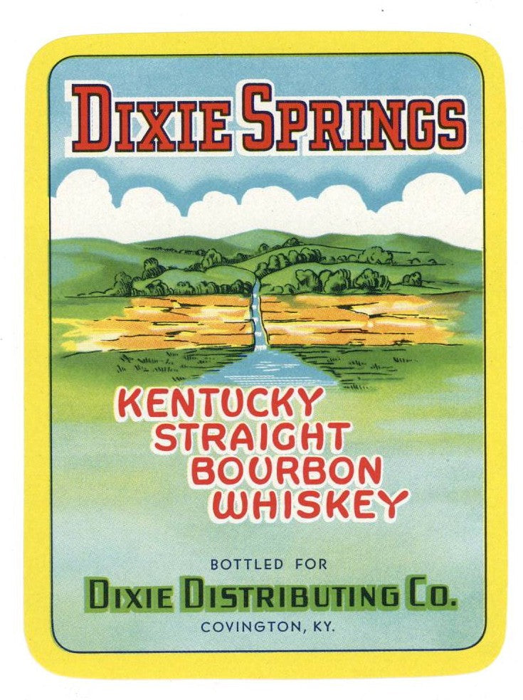 Dixie Springs Brand Vintage Covington Kentucky Whiskey Label