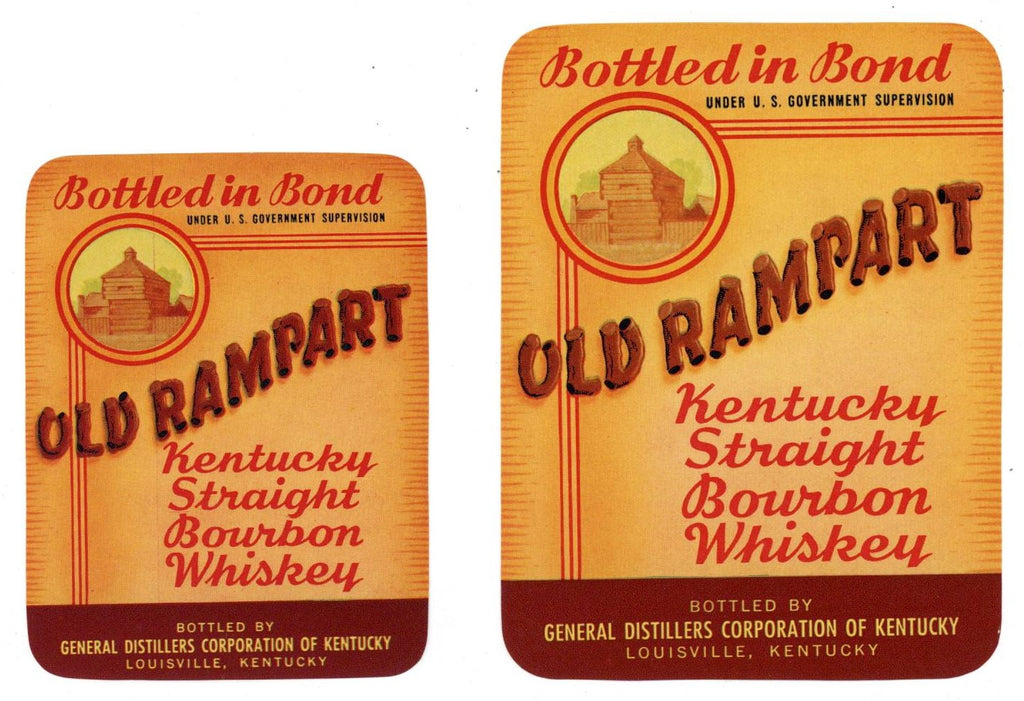 Old Rampart Brand Vintage Louisville Kentucky Whiskey Label Set of 2